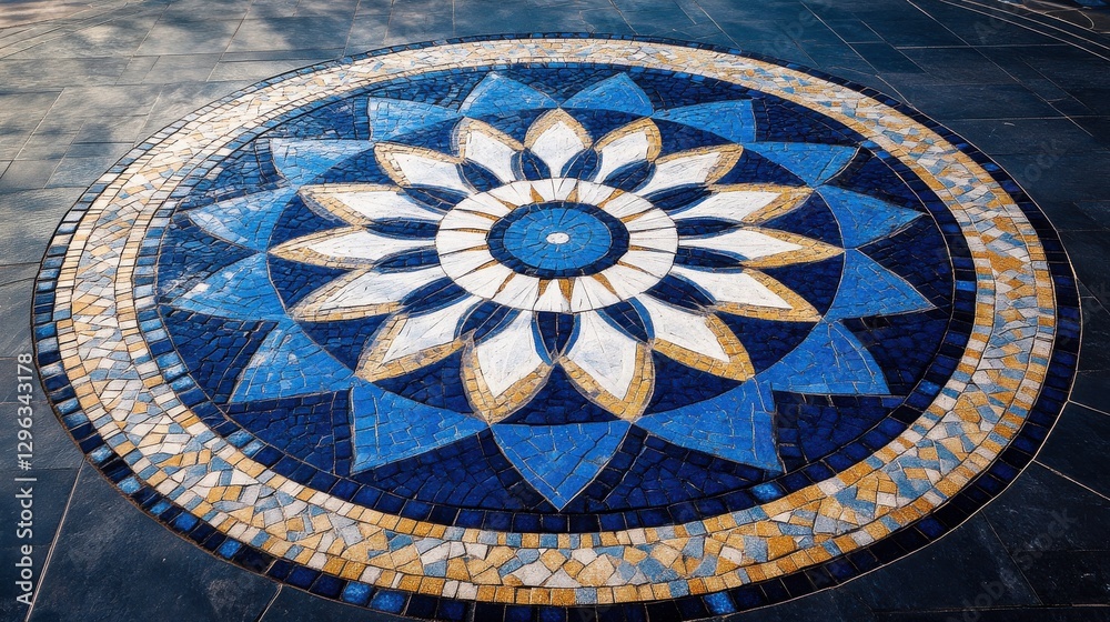 Fototapeta premium Vibrant Decorative Fountain with Mosaic Patterns