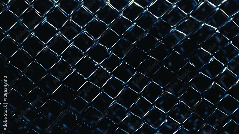 Fototapeta premium Industrial chain link fence texture with dark background for design and decoration