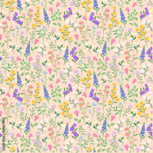 beautiful mixed wild flower, seamless pattern perfect for fabric and wallpaper