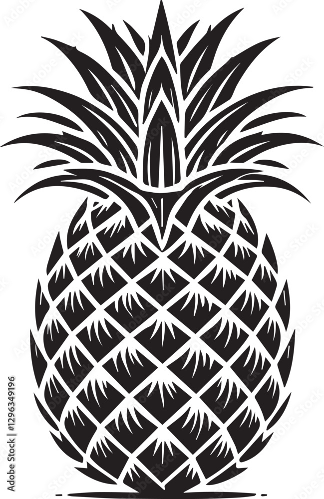 Obraz premium pineapple clipart vector, pineapple vector illustration, pineapple silhouette logo vector, pineapple black and white background