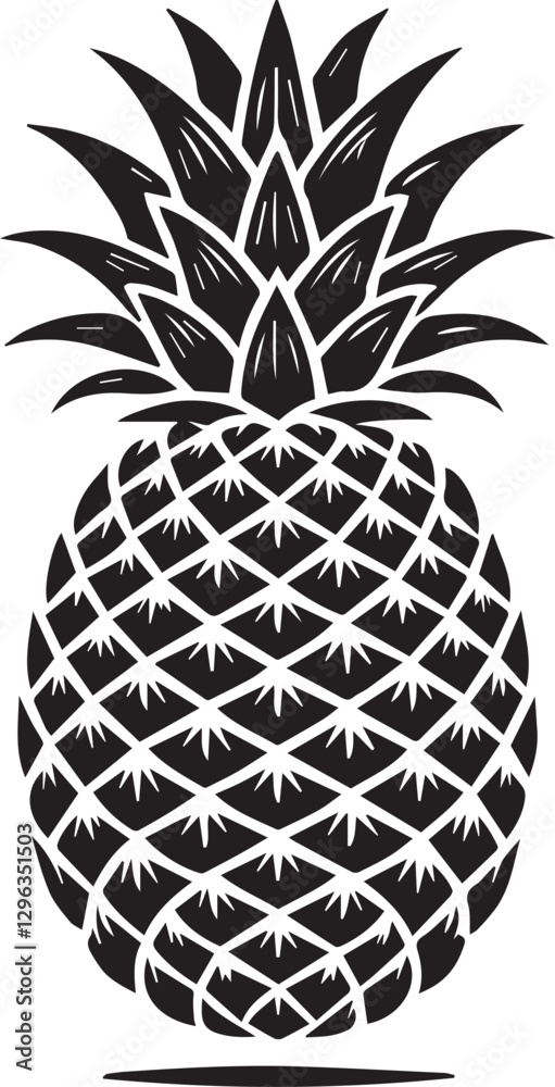 Obraz premium pineapple clipart vector, pineapple vector illustration, pineapple silhouette logo vector, pineapple black and white background