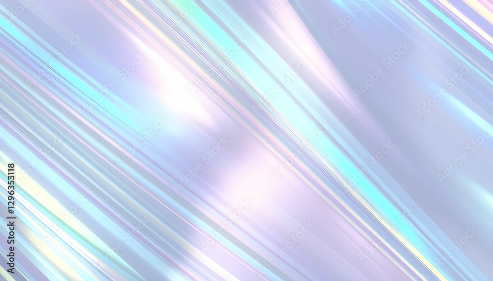 Obraz premium Abstract background, diagonal stripes, pastel colors, iridescent, holographic effect, gradient, soft blur, ethereal glow, digital art, smooth texture