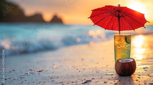 Wallpaper Mural Tropical sunset beach cocktail Torontodigital.ca