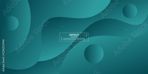 Dark green wave background with simple shapes and circle pattern. Simple green wave design. Modern geometric shape concept. Vector eps10