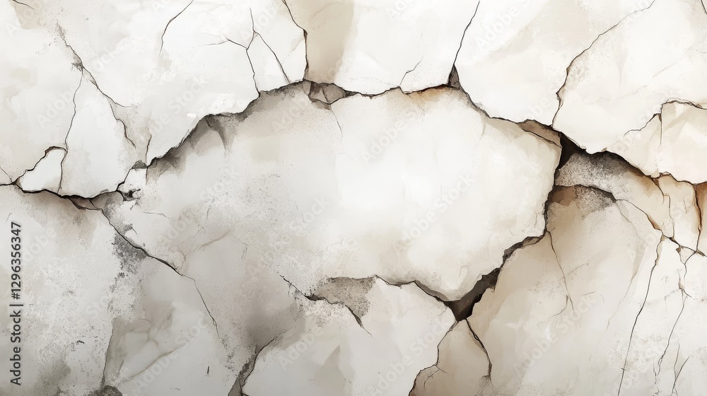 Obraz premium A cracked and weathered stone wall with visible fissures present