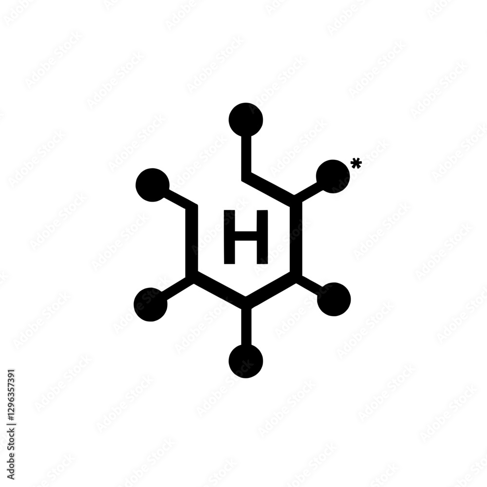 An illustration featuring a black methane molecule silhouette set against a clean white background depicting a CH4 structure with one carbon atom surrounded by four hydrogen atoms. An illustration featuring a black methane molecule silhouette set against a clean white background depicting a CH4 structure with one carbon atom surrounded by four hydrogen atoms.