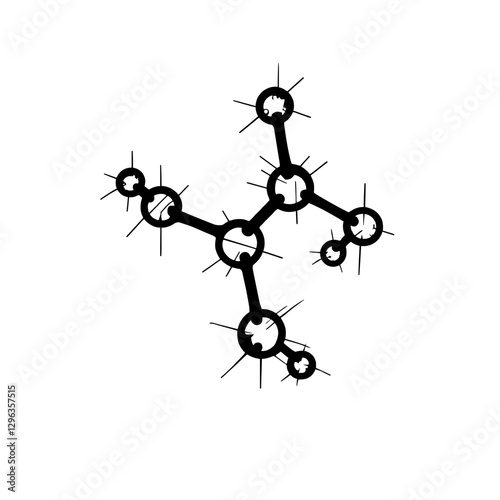 An illustration featuring a black water molecule silhouette set against a clean white background depicting the classic H2O structure with two hydrogen atoms bonded to an oxygen atom.