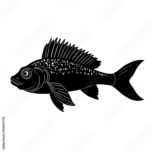 An illustration featuring a black pufferfish silhouette set against a clean white background showing a pufferfish with detailed spines and fins, symbolizing defense and adaptability.