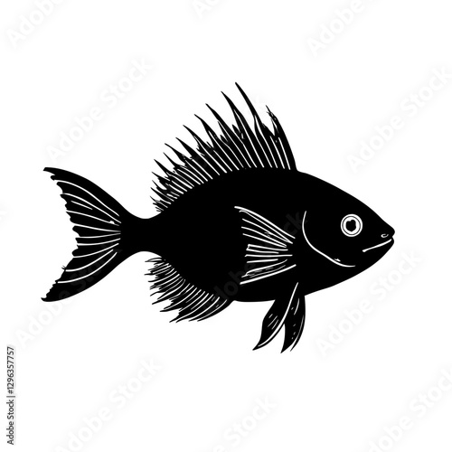 An illustration featuring a black pufferfish silhouette set against a clean white background showing a pufferfish with detailed spines and fins, symbolizing defense and adaptability.