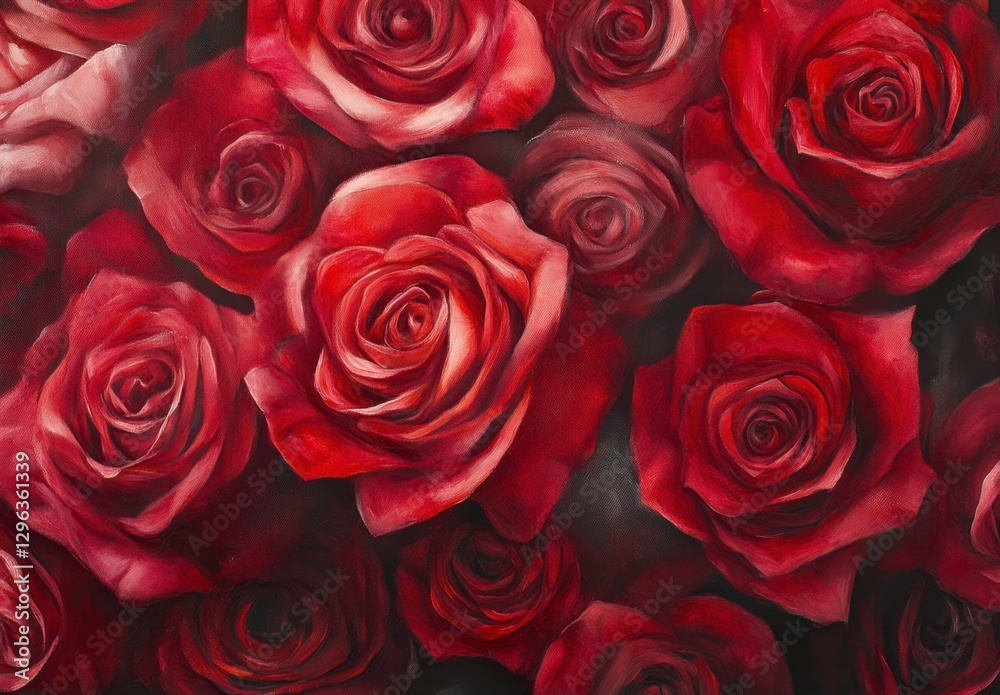Vibrant Red Roses Close-Up Arrangement with Soft Focus Background Vibrant Red Roses Close-Up Arrangement with Soft Focus Background