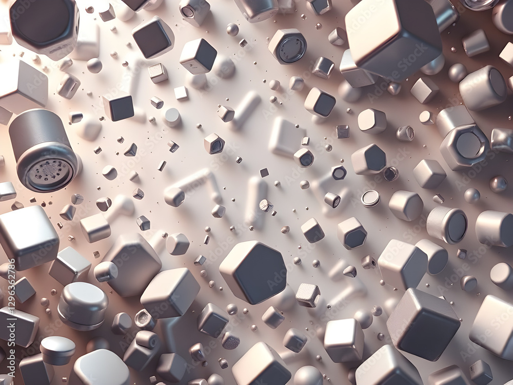 3D abstract background with random shapes, floating, metalic, and dynamic lighting, creating depth and a futuristic feel. 3D abstract background with random shapes, floating, metalic, and dynamic lighting, creating depth and a futuristic feel.