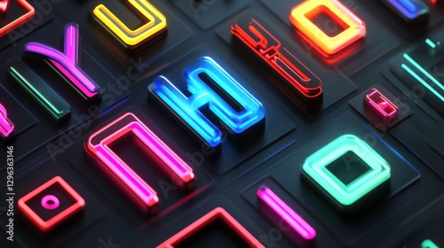 Bold Graphics with Vibrant Colors on Isolated Background