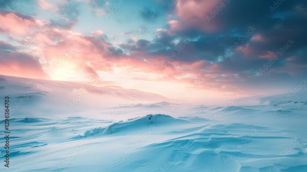 Fototapeta premium Dramatic beautiful overcast sky at evening winter landscape. AI generated image