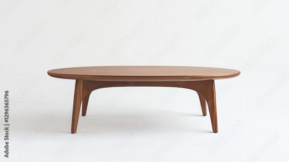 A compact coffee table with a mid-century modern aesthetic, featuring a sleek silhouette and placed on a white background. A compact coffee table with a mid-century modern aesthetic, featuring a sleek silhouette and placed on a white background.