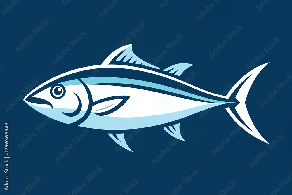 fish on a blue background Icon animal logo collection Illustration design template fish on a blue background Icon animal logo collection Illustration design template