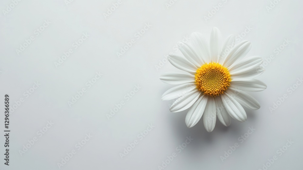 Obraz premium A white daisy flower with a yellow center is the main focus of the image