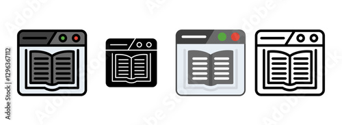 Set of E-book Icon Line, Line Filled, Glyph, Flat Icons