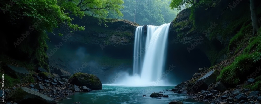 Majestic Thi Lo Su waterfall cascading down rocks , clear, explore, wonder Majestic Thi Lo Su waterfall cascading down rocks , clear, explore, wonder