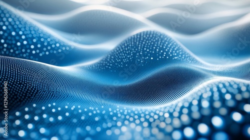 Abstract depiction of waves composed of many tiny glowing dots
