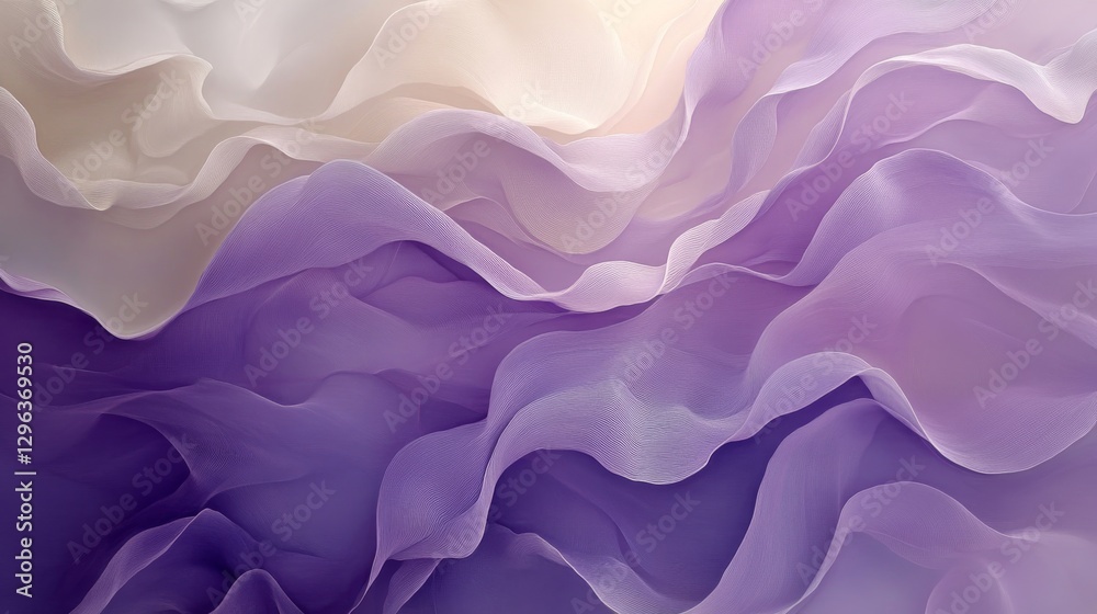 Fototapeta premium Abstract depiction of swirling fabrics in multiple shades of purple