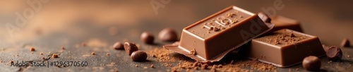 Milk chocolate pieces in wrapper, ready to eat, treat, candy, chocolate