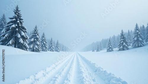 Heavy snowfall transforms open landscape into a white, ethereal realm , drifting snow, heavy snow, frigid