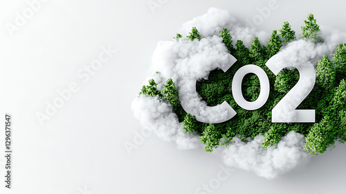 Reducing co2 emissions through forest conservation nature infographic cloudy background environmental awareness