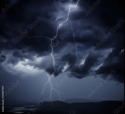 Lightning thunder with dark clouds