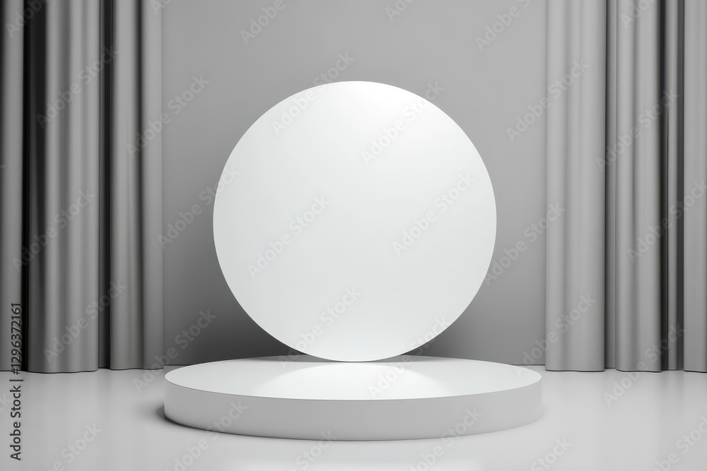 Minimalist Product Display Platform - Clean, modern white circular display platform against a gray backdrop. Ideal for showcasing products or branding Minimalist Product Display Platform - Clean, modern white circular display platform against a gray backdrop. Ideal for showcasing products or branding