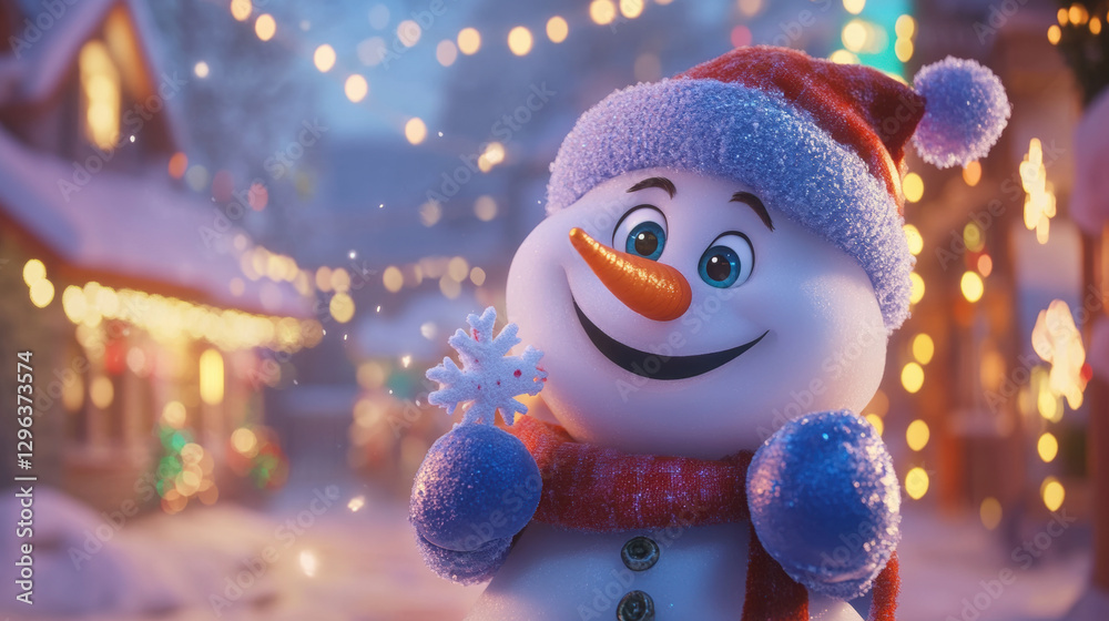 Obraz premium Happy Snowman in a Winter Wonderland