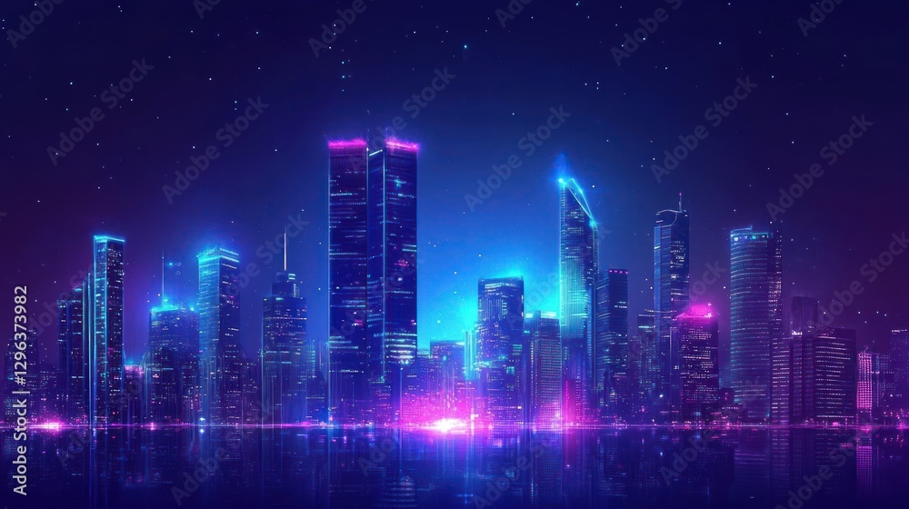 Neon Cityscape at Night