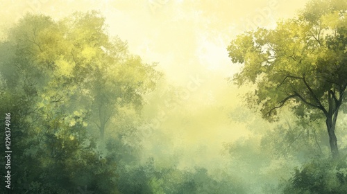 Dreamy Transition from Green to Soft Yellow Background