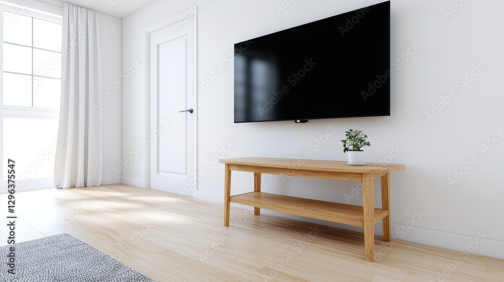 Fototapeta premium Modern Living Room Interior with TV & Console