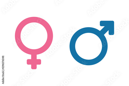 Male and female gender symbols set. Gender symbol with blue and pink colours