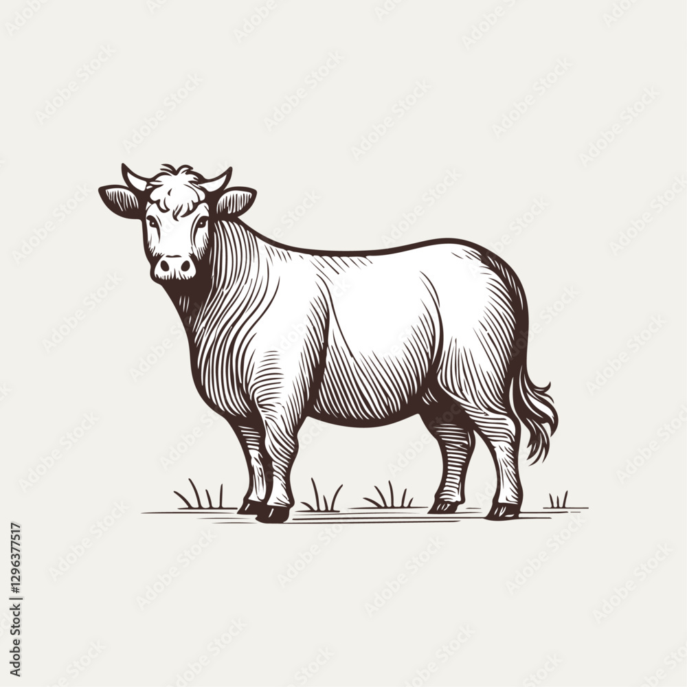 Fototapeta premium Cow Sketch Illustration