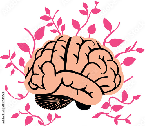 A detailed illustration of the human brain, symbolizing intelligence, creativity, and neural activity. Perfect for educational, medical, and scientific content related to cognition and mental processe