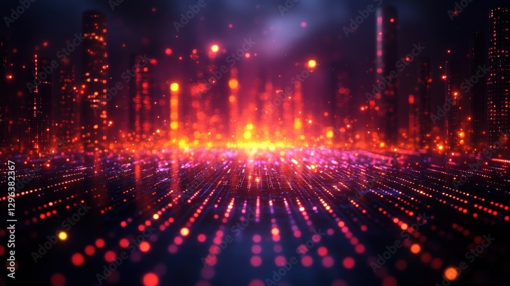 Obraz premium Abstract Visualization of Privacy Risks Surrounding IoT Devices. Generative AI