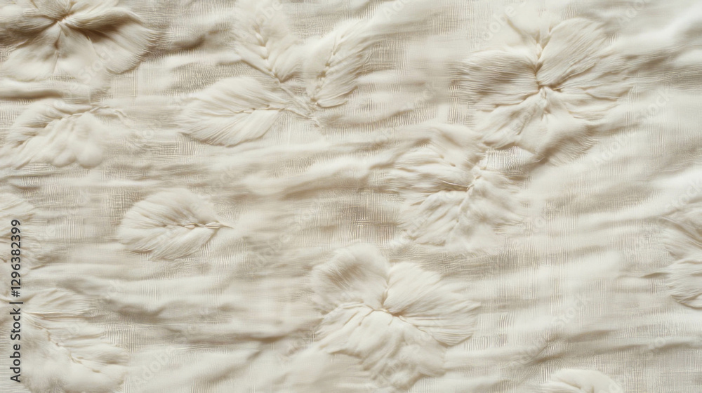 Obraz premium Elegant natural linen with subtle embroidery texture for interior design and decoration