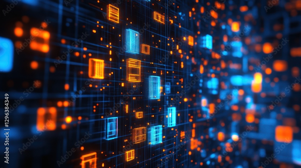 Obraz premium Digital data stream flowing, network background