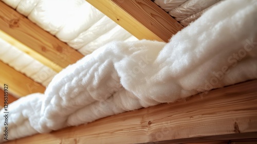 Modern Attic Insulation with Wooden Beams