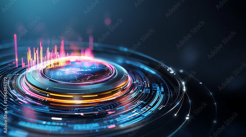 Fototapeta premium Dynamic data visualization digital environment abstract art technology landscape futuristic view conceptual graphics