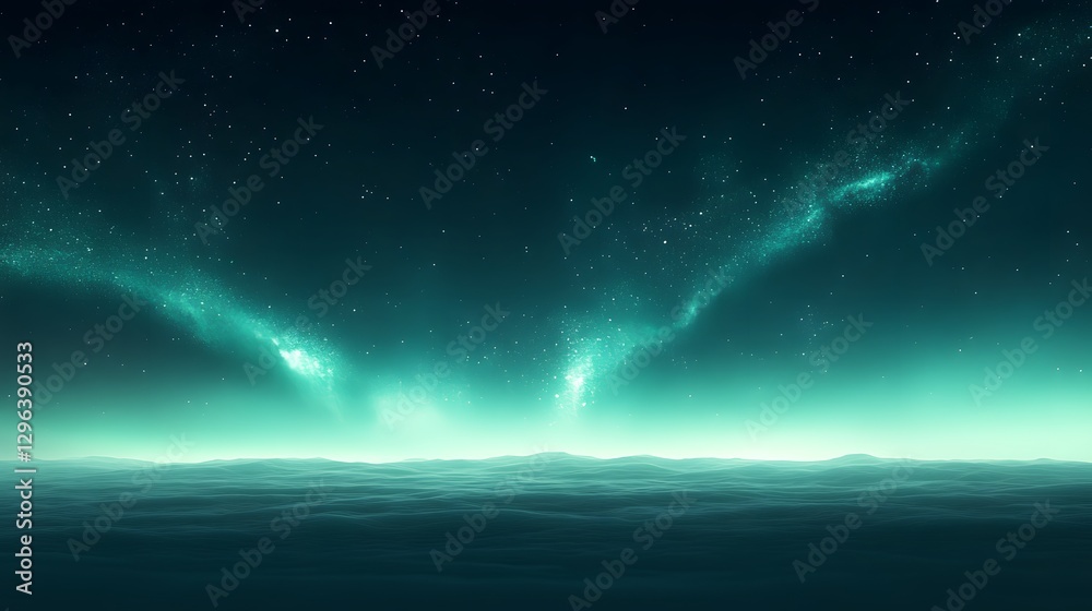 Fototapeta premium A Vibrant Glowing Sky Illuminates Gentle Ocean Water Below