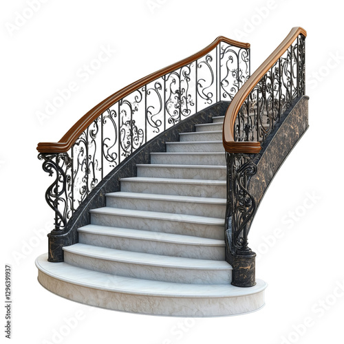 Wallpaper Mural Luxurious Marble Stairs with Decorative Metalwork Isolated on Transparent Background Torontodigital.ca