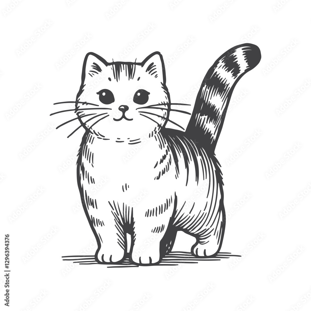 Obraz premium Simple Hand Drawn Cat Illustration with a Minimalist Style for Clean Pet Designs