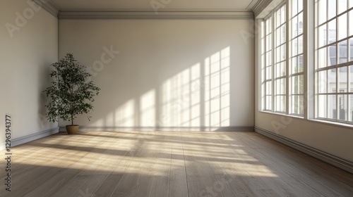 Wallpaper Mural Empty Room with Sunlight Streaming Through Large Windows Torontodigital.ca