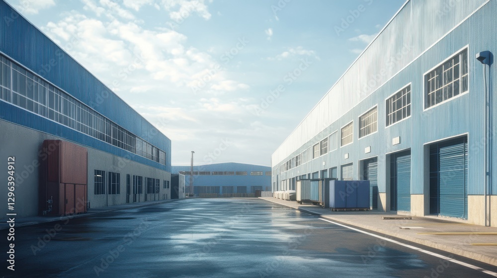 Obraz premium Blue industrial park background