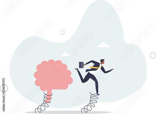 Brain intelligence, resilience or creativity to control thinking process for new idea, smart or wisdom to brainstorm, imagination to success concept.flat character life .