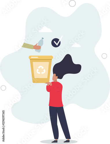 Sustainable lifestyle concept .character recycling plastic garbage.flat character life .