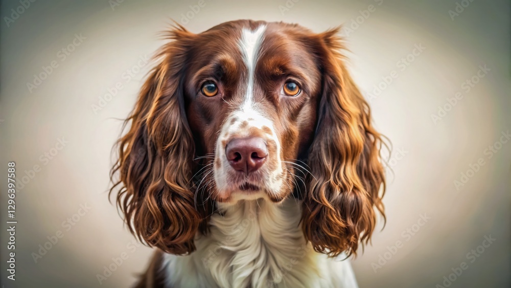 Elegant English Springer Spaniel Line Art: Tilt-Shift Miniature Dog Portrait Elegant English Springer Spaniel Line Art: Tilt-Shift Miniature Dog Portrait