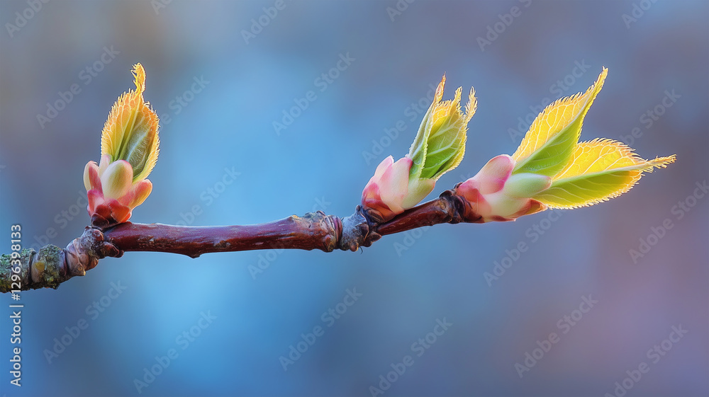 Fototapeta premium 春の兆し – 芽吹く桜の枝と優しい光